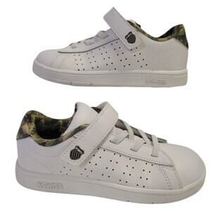 K-SWISS Sneakers Infant Size 10 White Camoflauge Green Nylon Hook & Loop